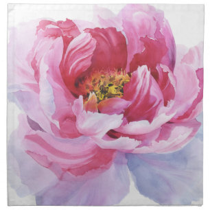 Pink Watercolor Peony Cloth Napkins Set