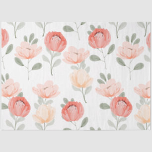 Pink Watercolor peony floral decoupage Tissue Paper