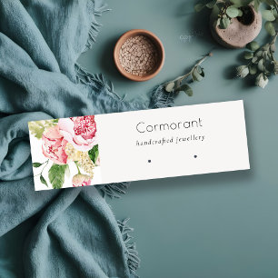 Pink Watercolor Peony Floral Loop Hoop Holder Mini Business Card