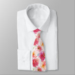 Pink Watercolor Peony Flower Pattern Neck Tie at Zazzle