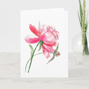 Pink Watercolor Peony Greeting Card