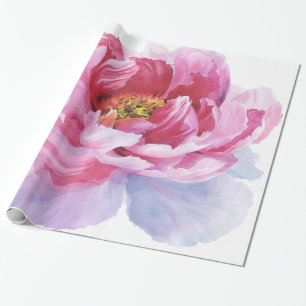 Pink Watercolor Peony Wrapping Paper