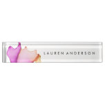Pink Watercolor Personalized Desk Name Plate at Zazzle