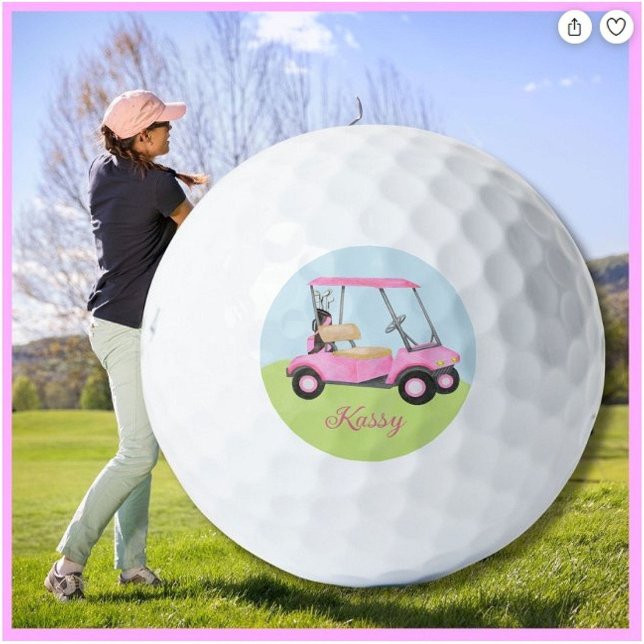 Pink Watercolor Personalized Golf Cart Balls (Creator Uploaded)