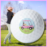 Pink Watercolor Personalized Golf Cart Golf Balls<br><div class="desc">She'll have fun with this personalized pink watercolor golf cart -- with her golf clubs -- ready to ride any course. Any special requests or design questions,  just send a chat or an email to charmdesignstudio@rcn.com and we'll be delighted to assist.</div>