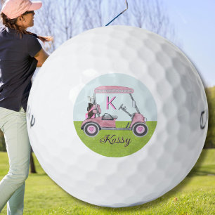 Pink Watercolor Personalized Sassy Kassy Monogram Golf Balls
