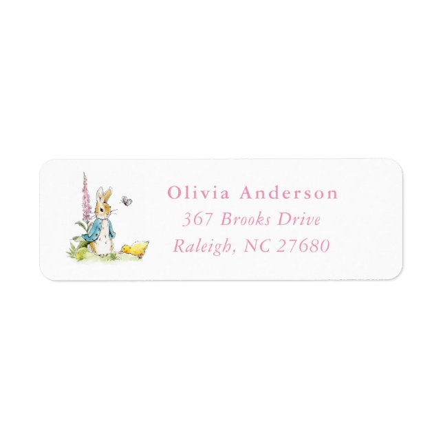 Pink Watercolor Peter Rabbit girl  Label (Front)
