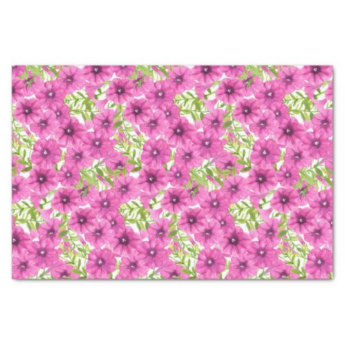 Pink watercolor petunia flower pattern tissue paper