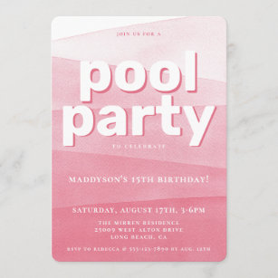 blank pool party invitations for teenagers