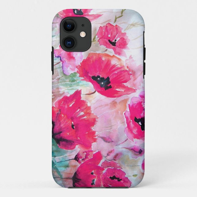 Pink watercolor Poppies. Case-Mate iPhone Case (Back)