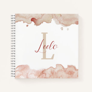 Pink Watercolor Pretty Personalized Sketch Notebook