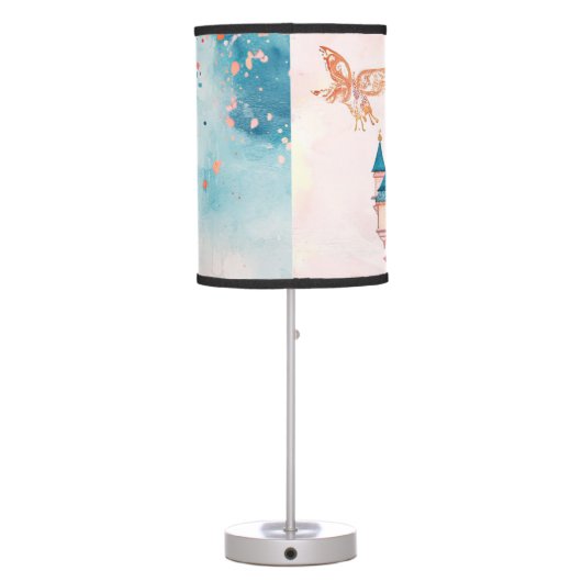 Pink Watercolor Princess Table Lamp (Back)
