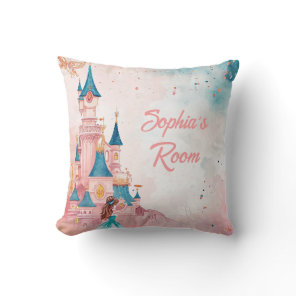 Pink Watercolor Princess Throw Pillow