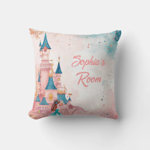 Pink Watercolor Princess Throw Pillow