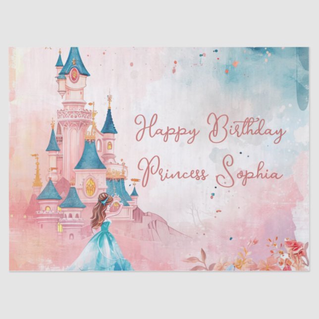 Pink Watercolor Princess Tissue Paper (Front)