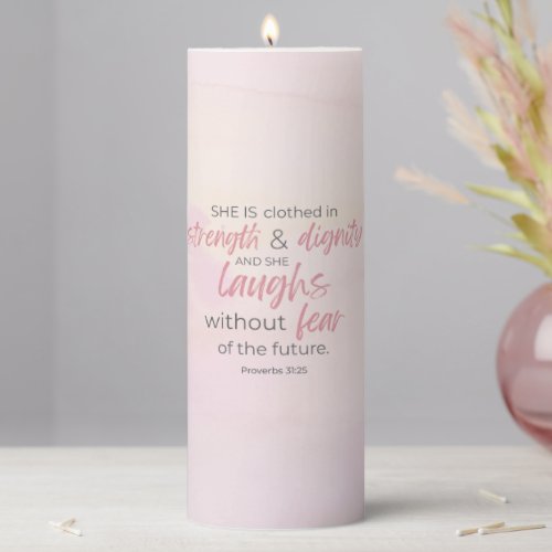 Pink Watercolor Proverbs 3125 Bible Verse Candle