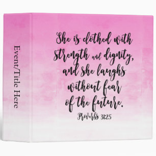 Pink Watercolor Proverbs 31 Christian Womens Bible Binder