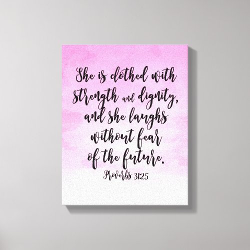 Pink Watercolor Proverbs 31 Christian Womens Bible Canvas Print