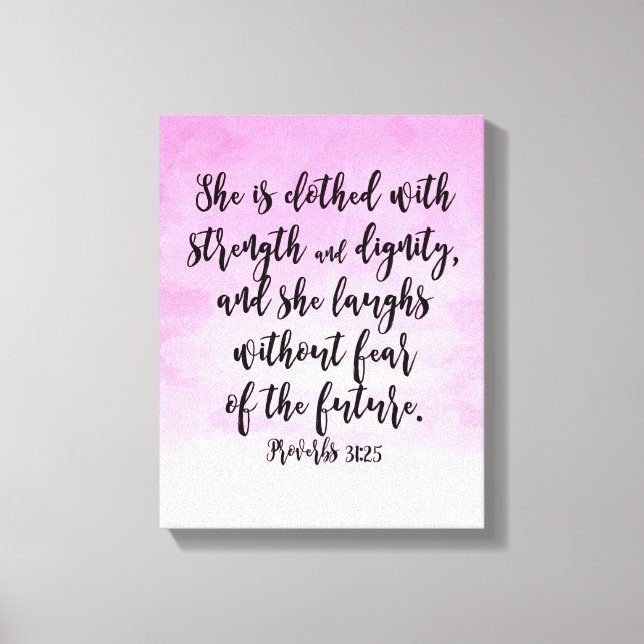 Pink Watercolor Proverbs 31 Christian Womens Bible Canvas Print (Front)