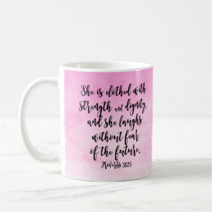 Pink Watercolor Proverbs 31 Christian Womens Bible Coffee Mug