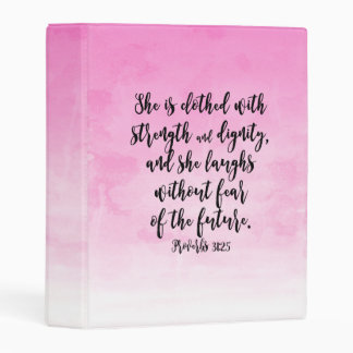 Pink Watercolor Proverbs 31 Christian Womens Bible Mini Binder