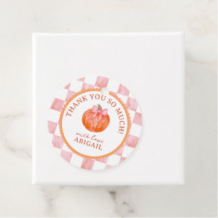 Pink Watercolor Pumpkin Baby Shower Thank You Favor Tags