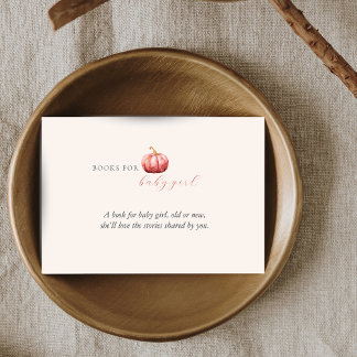 Pink Watercolor Pumpkin Books for Baby Enclosure Card