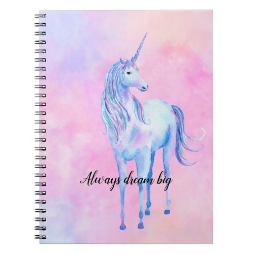 Pink Watercolor Purple Unicorn Notebook