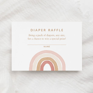 Pink Watercolor Rainbow Diaper Raffle Enclosure Card