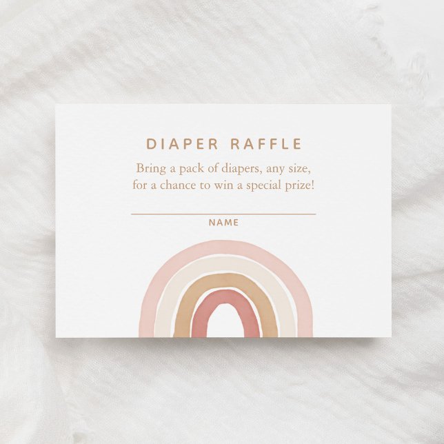 Pink Watercolor Rainbow Diaper Raffle Enclosure Card (Creator Uploaded)