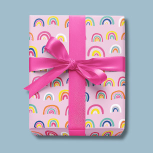 Pink Watercolor Rainbow Wrapping Paper