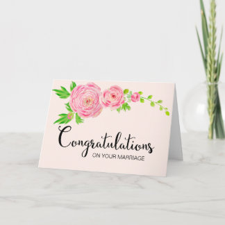 Pink Watercolor Ranunculus Congratulation Card