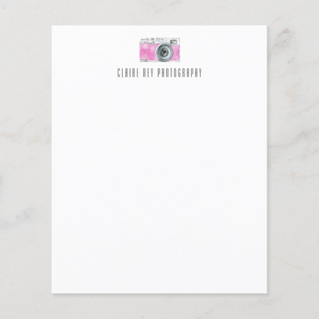 Pink Watercolor Retro Camera Photographer Logo (Front)