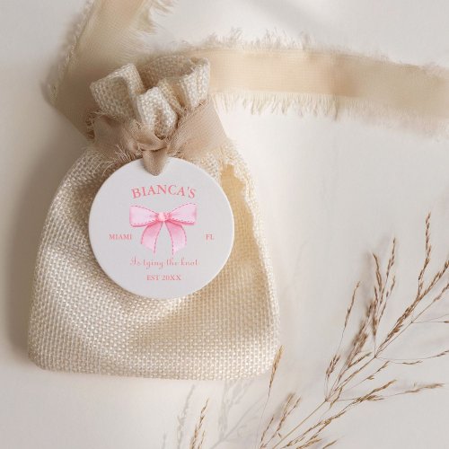 Pink Watercolor Ribbon Blush Bachelorette party Favor Tags