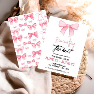 Pink Watercolor Ribbon Blush Bachelorette Party Invitation