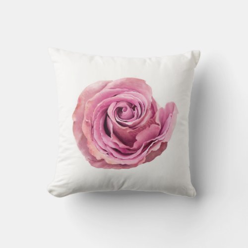 Pink Watercolor Rose Bloom Pillow