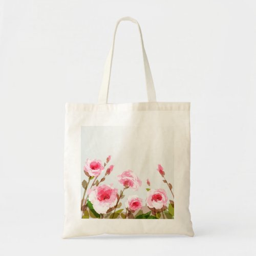 pink watercolor rose floral boho bloom tote bag