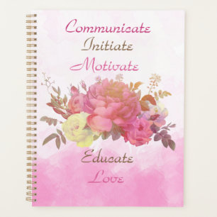 Pink Watercolor Rose Floral Business Planner