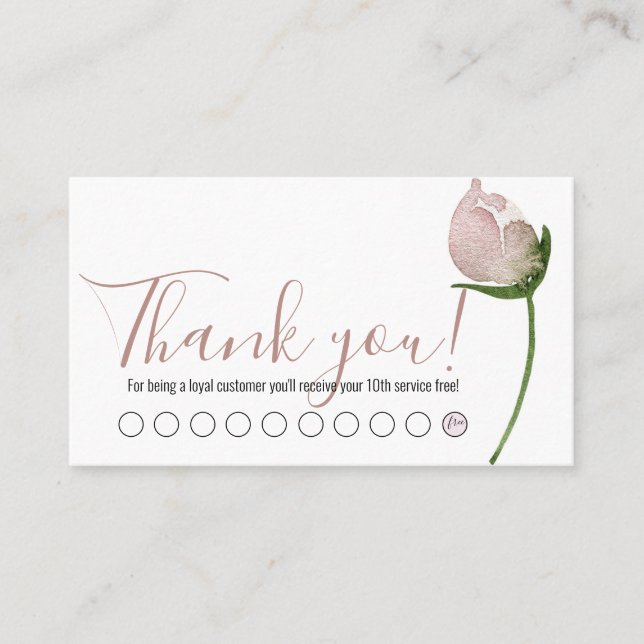 PINK WATERCOLOR ROSE LOYALTY CARD (Front)