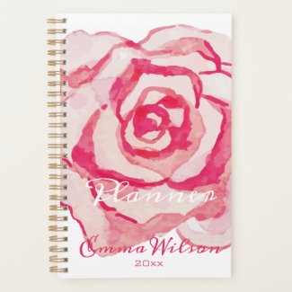 Pink Watercolor Rose | Personalized Planner