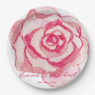 Pink Watercolor Rose | Personalized Wedding