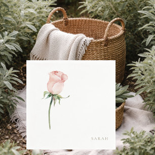 Pink Watercolor Rose Shower Cocktail Napkins