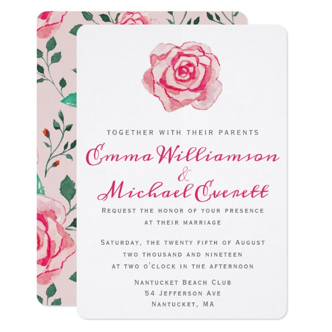 Pink Watercolor Rose | Wedding