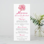 Pink Watercolor Rose | Wedding Menu (Standing Front)