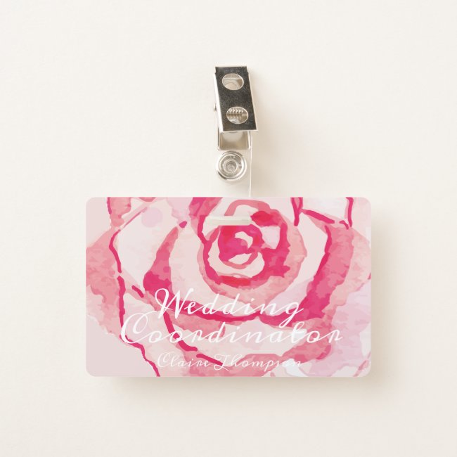 Pink Watercolor Rose Wedding Planner / Coordinator