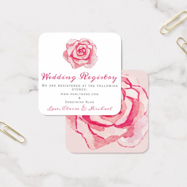 Pink Watercolor Rose | Wedding Registry Insert
