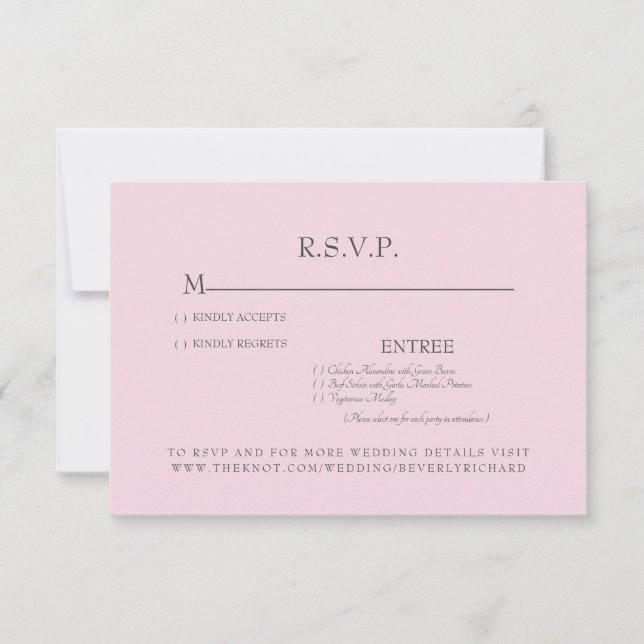 Pink Watercolor Rose Wedding  RSVP Card (Front)
