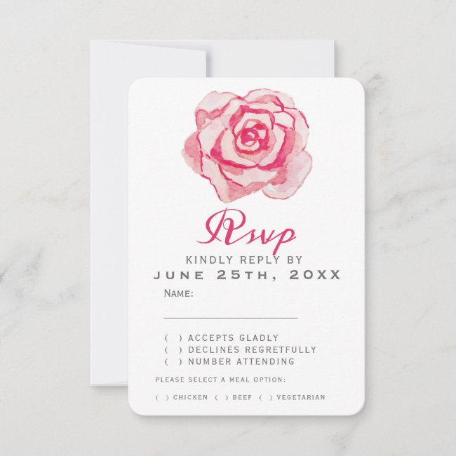 Pink Watercolor Rose | Wedding RSVP Insert
