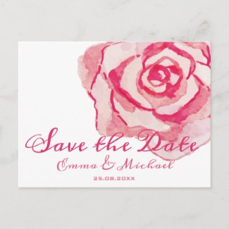 Pink Watercolor Rose | Wedding Save the Date