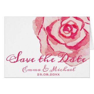 Pink Watercolor Rose - Wedding Save the Date Card